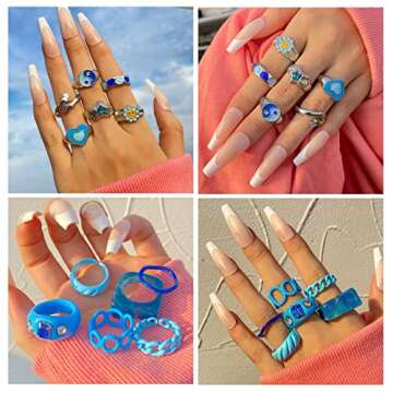 FAXHION 27 Pcs Gold Knuckle Rings Set for Women, Vintage Stackable Boho Snake Finger Rings, Midi Hollow Rings Pack (B-Silver Y2K)