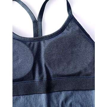 CRZ YOGA Seamless Workout Tank Tops for Women Racerback Athletic Camisole Sports Shirts with Built in Bra Gray-Blue Medium
