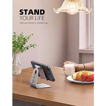 Lamicall Adjustable Cell Phone Stand, Desk Phone Holder, Cradle, Dock, for iPhone 16 15 14 13 12 Min...