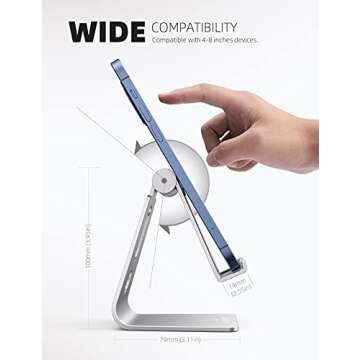 Lamicall Adjustable Cell Phone Stand, Desk Phone Holder, Cradle, Dock, for iPhone 16 15 14 13 12 Mini 11 Pro Xs Max XR X 8 7 6 Plus SE, Office Accessories,Smartphone - Silver