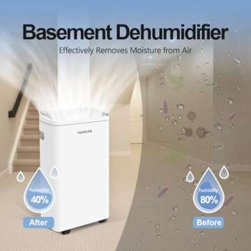 Humsure Dehumidifier 30 Pint 1500 Sq Ft, Dehumidifiers For Home, Dehumidifier With Drainage Hose In ...