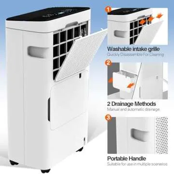 Humsure Dehumidifier 30 Pint 1500 Sq Ft, Dehumidifiers For Home, Dehumidifier With Drainage Hose In Basement Bathroom And Bedroom, Intelligent Humidity Control With 24 Hour Drying Timer