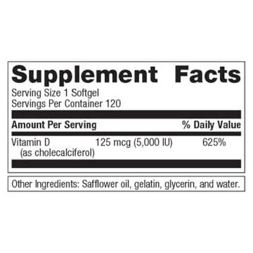 Metagenics Vitamin D3 5000 - for Immune Support, Bone Health & Heart Health* - High Potency Vitamin ...