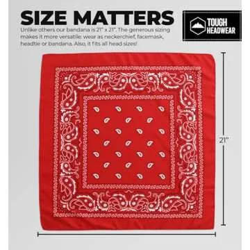 Tough Headwear Large Bandana Headband - Handkerchief Bandanas for Men & Women - Cowboy Scarf - Paisley Bandana Pack