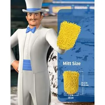 MR.SIGA Premium Microfiber Soft Chenille Car Wash Mitt, Pack of 2, Blue & Yellow