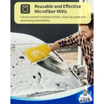 MR.SIGA Premium Microfiber Chenille Car Wash Mitt Pack of 2