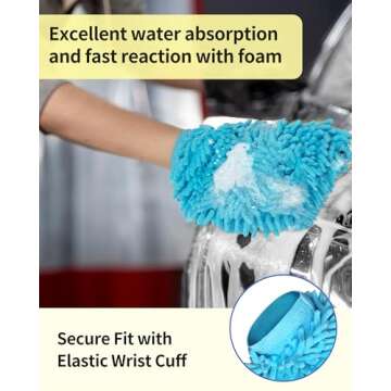 MR.SIGA Premium Microfiber Chenille Car Wash Mitt Pack of 2