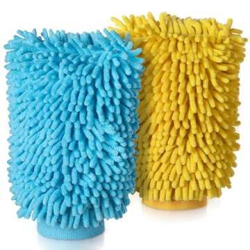 MR.SIGA Premium Microfiber Chenille Car Wash Mitt Pack of 2
