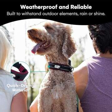 Black Rhino Dog Collar for Large Dogs - Adjustable Reflective Heavy Duty Dog Collars with Ultra-Soft Neoprene Padding - Weatherproof, Durable, and Comfortable for Active Dogs - Burgundy and Black