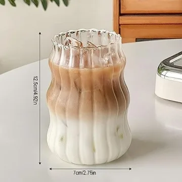 18 Oz Vintage Ribbed Glass Cups for Iced Coffee & Cocktails