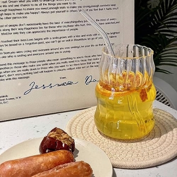 18 Oz Vintage Ribbed Glass Cups for Iced Coffee & Cocktails