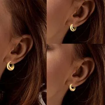 Wgoud 6 Pairs Hypoallergenic Gold Hoop Earrings Set