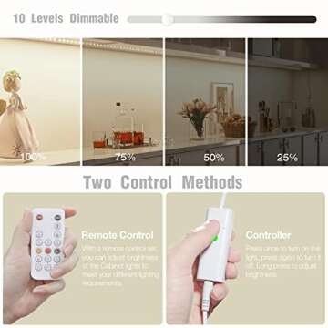 WOBANE Under Cabinet LED Lighting Kit, 8PCS Dimmable LED Strips with Remote Control, 4000K Natural W...