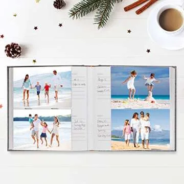 Mublalbum Photo Album 4x6 200 Photos Linen Cover with Memo Areas Photobook Pictures Book for Wedding Family Baby and Vacation (Gray)