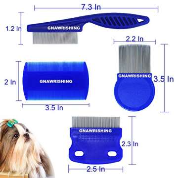 GNAWRISHING Flea Comb 4Pcs with High Strength Teeth Pet Tear Stain Remover Combs, Pet Dog Cat Groomi...