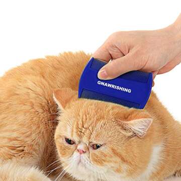 GNAWRISHING Flea Comb 4Pcs with High Strength Teeth Pet Tear Stain Remover Combs, Pet Dog Cat Grooming Comb Set Effective Float Hair Remover