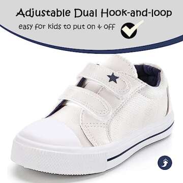 K KomForme Toddler Boys & Girls Shoes Kids Canvas Sneakers with Cartoon Dual Hook and Loops, Size 6 ...