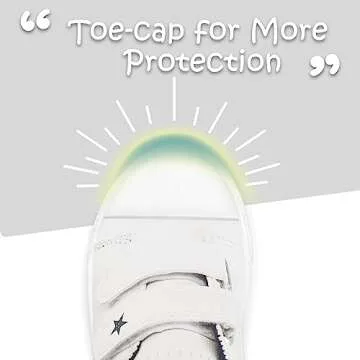 K KomForme Toddler Boys & Girls Shoes Kids Canvas Sneakers with Cartoon Dual Hook and Loops, Size 6 Toddler, White