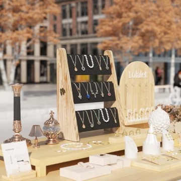 Lolalet 3 Tier Velvet Necklace Display Stand for Vendors