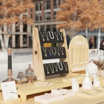 Lolalet 3 Tier Velvet Necklace Display Stand for Vendors