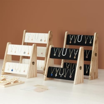 Lolalet 3 Tier Velvet Necklace Display Stand for Vendors