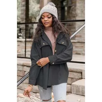 VICHYIE Women's Corduroy Lapel Shacket for Casual Wear