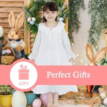 Charming White Cotton Nightgown for Girls 6-7 Years