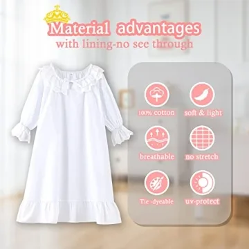Charming White Cotton Nightgown for Girls 6-7 Years