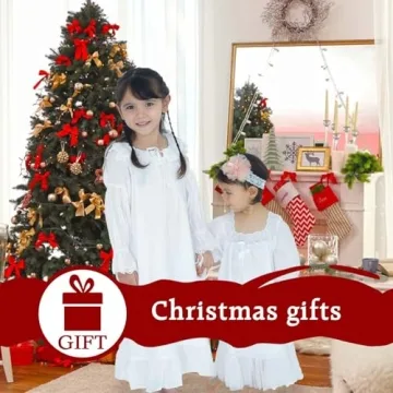 Charming White Cotton Nightgown for Girls 6-7 Years