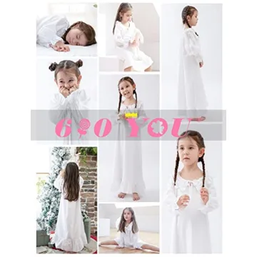 Charming White Cotton Nightgown for Girls 6-7 Years