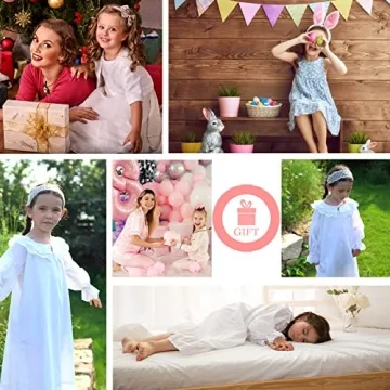 Charming White Cotton Nightgown for Girls 6-7 Years