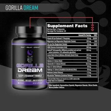 Gorilla Dream Sleep Supplement (120 Capsules) - Nootropic Infused Comprehensive Sleep & Recovery Sup...