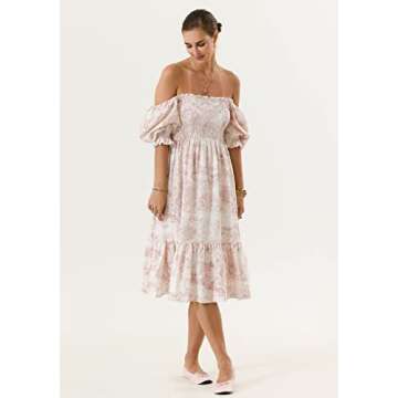 NOTHING FITS BUT Women Linen Cotton Dress, Floral Pattern Sakura Gown, Women Casual Dress, Baby Pink, S/M