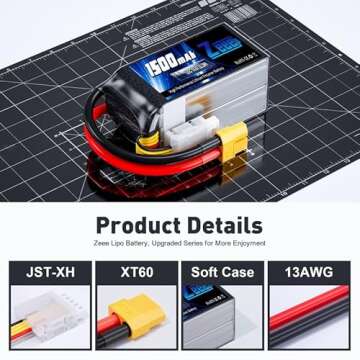 Zeee 4S Lipo Battery 1500mAh 14.8V 120C Graphene Battery with XT60 Plug for FPV Drone Quadcopter Helicopter Airplane RC Boat RC Car RC Models(2 Pack)