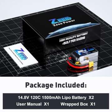 Zeee 4S Lipo Battery 1500mAh 14.8V 120C Graphene Battery with XT60 Plug for FPV Drone Quadcopter Helicopter Airplane RC Boat RC Car RC Models(2 Pack)