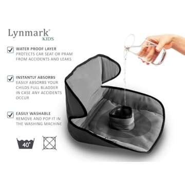 Piddle Pad - Baby & Toddler Car Seat Protector for Potty Training, Cover from Spillages, Nappy Leaks & Toilet Training, Fits All Carseat & Buggy, Age:6m-4 Years Old, Keeps Seat Clean, Dry! Grey 1 Pack