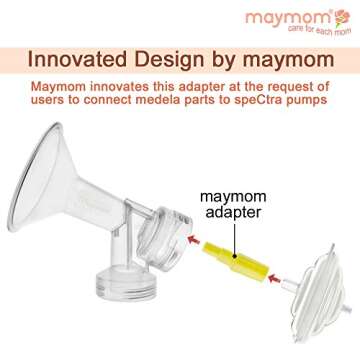 Maymom Flange Adapter Compatible with Spectra S1, Spectra S2; Connects Maymom Breastshield/Maymom Bottle and Spectra Backflow Protector (Maymom Flange Adapter, Yellow)