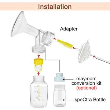 Maymom Flange Adapter Compatible with Spectra S1, Spectra S2; Connects Maymom Breastshield/Maymom Bottle and Spectra Backflow Protector (Maymom Flange Adapter, Yellow)