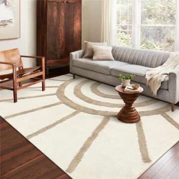 OJIA Boho Area Rug 5'x8', Washable Tufted Living Room Rugs Soft Bedroom Rug Nursery Rug, Farmhouse C...