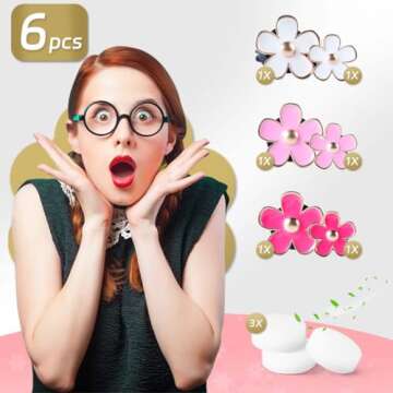 OBTANIM 6 PCS Car Air Vent Clips Colorful Daisy Flower Car Air Freshener Clip Air Conditioning Outlet Clip for Car Interior Decoration Accessories (2 Size, White, Pink, Red)