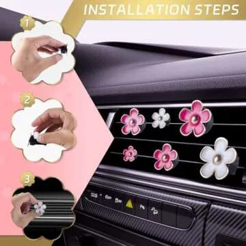 OBTANIM 6 PCS Car Air Vent Clips Colorful Daisy Flower Car Air Freshener Clip Air Conditioning Outlet Clip for Car Interior Decoration Accessories (2 Size, White, Pink, Red)