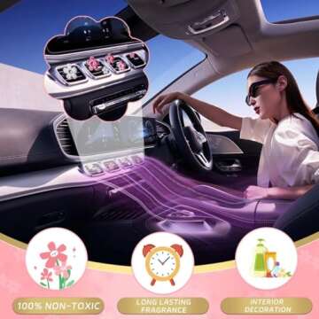 OBTANIM 6 PCS Car Air Vent Clips Colorful Daisy Flower Car Air Freshener Clip Air Conditioning Outlet Clip for Car Interior Decoration Accessories (2 Size, White, Pink, Red)