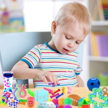 PP PHIMOTA Sensory Toys Set 55 Pack, Stress Relief Fidget Hand Toys for Adults and Kids, Sensory Fidget and Squeeze Widget for Relaxing Therapy - Perfect for ADHD Add Anxiety Autism