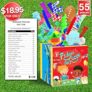 PP PHIMOTA Sensory Toys Set 55 Pack, Stress Relief Fidget Hand Toys for Adults and Kids, Sensory Fidget and Squeeze Widget for Relaxing Therapy - Perfect for ADHD Add Anxiety Autism