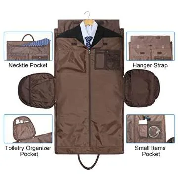 Modoker Convertible Leather Garment Bag, Carry on Garment Bags for Travel Waterproof Garment Duffel Bag Gifts for Men Women Business - 2 in 1 Hanging Suitcase Suit Travel Bags in Brown