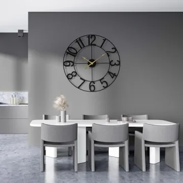 Sorbus Large Black Metal Wall Clock for Home Decor