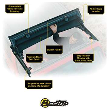 Bestop 52453-17 Black Twill Sunrider for Hardtop for 2007-2018 2-Door and Unlimited