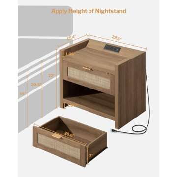 SICOTAS Night Stand Set with Charging Station - Elegant & Functional