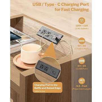 SICOTAS Night Stand Set with Charging Station - Elegant & Functional