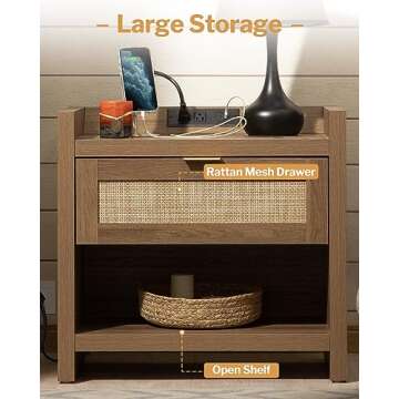 SICOTAS Night Stand Set with Charging Station - Elegant & Functional